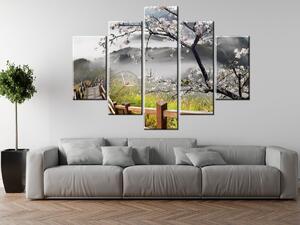 Gario Órás falikép Virágzó meggyfa - 5 részes Méret: 150 x 105 cm