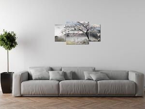 Gario Órás falikép Virágzó meggyfa - 3 részes Méret: 80 x 40 cm