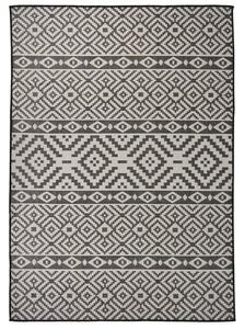 Fekete csíkos lapos szövésű kültéri szőnyeg 120 x 170 cm