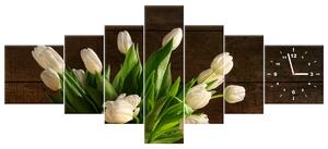 Gario Órás falikép Elbuvölo fehér tulipánok - 7 részes Méret: 160 x 70 cm