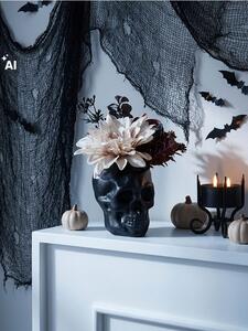 Sinsay - Halloween dekoráció virágokkal, koponya alakú vázában - többszínű