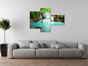 Gario Órás falikép Vízesés Thaiföldön - 3 részes Méret: 80 x 40 cm