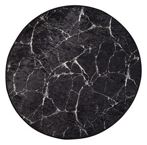Fekete fürdőszobai kilépő ø 100 cm Marble – Foutastic