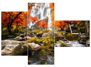 Gario Órás falikép őszi vízesés - 3 részes Méret: 90 x 30 cm