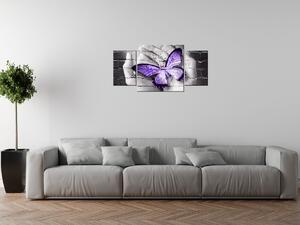 Gario Órás falikép Lila pillangó tenyéren - 3 részes Méret: 30 x 90 cm