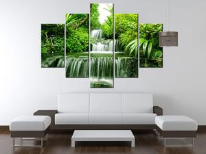 Gario Órás falikép Vízesés az esoerdőben - 5 részes Méret: 150 x 105 cm