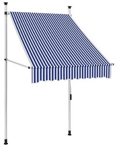 Kék-fehér csíkos kézzel feltekerhető napellenző 100 cm