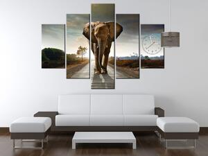 Gario Órás falikép Magányos eros elefánt - 5 részes Méret: 150 x 70 cm