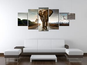 Gario Órás falikép Magányos eros elefánt - 5 részes Méret: 150 x 105 cm