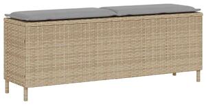 Bézs polyrattan kerti pad párnával 110x30x40,5 cm
