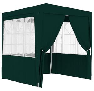 Zöld rendezvénysátor oldalfalakkal 2,5 x 2,5 m 90 g/m²