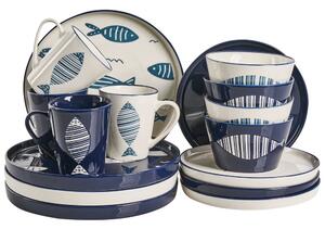16 darabos étkészlet TAMARIND Porcelán Fehér/kék