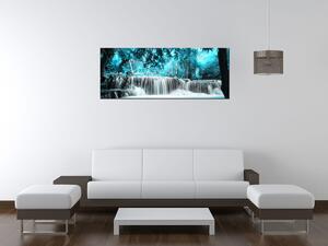 Gario Órás falikép Vízesés a kék dzsungelben Méret: 100 x 40 cm
