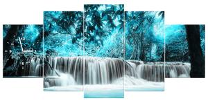 Gario Órás falikép Vízesés a kék dzsungelben - 5 részes Méret: 150 x 70 cm