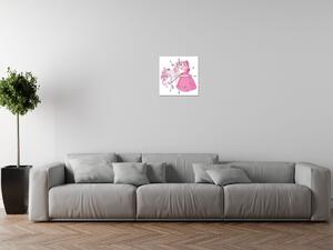 Gario Órás falikép hercegnő rózsaszín lovacskával Méret: 30 x 30 cm