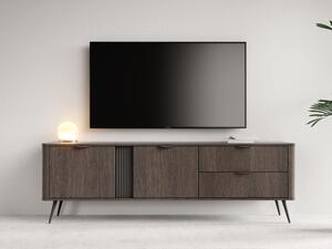 TV-állvány Nufena 105, Közepes sűrűségű farostlemez, Laminált forgácslap, 61x195x38cm, Sötét tölgy