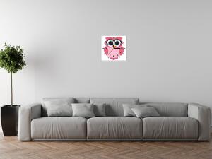 Gario Órás falikép Rózsaszín baglyocska kék szemekkel Méret: 30 x 30 cm