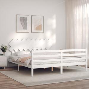 Fehér tömör fa ágykeret fejtámlával Super King Size