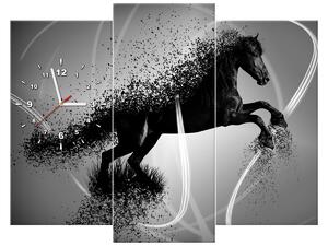 Gario Órás falikép Fekete-fehér ló, Jakub Banas - 3 részes Méret: 80 x 40 cm