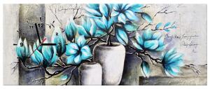 Gario Órás falikép Kék magnóliák vázákban Méret: 60 x 40 cm