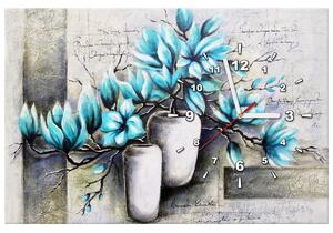 Gario Órás falikép Kék magnóliák vázákban Méret: 60 x 40 cm