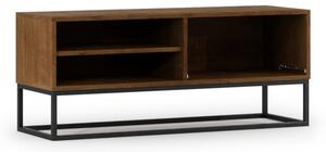 TV asztal AVARIO, 120x50x40, kézműves tölgy/fekete fényes