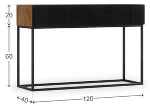 Konzolos asztal AVARIO B-KON120, 120x80x40, kézműves tölgy/fekete fényű