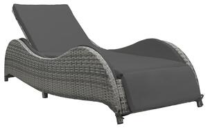 Antracitszürke polyrattan napozóágy párnával
