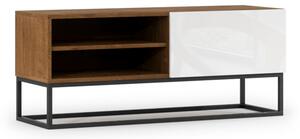TV asztal AVARIO, 120x50x40, kézműves tölgy/fehér fényű