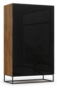 Szekrény AVARIO, 120x200x60, kézműves tölgy/fekete fényű