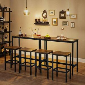 Bárasztal bárszékekkel,100 x 90 x 40 cm, rusztikus barna