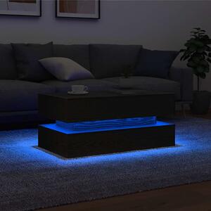 Fekete tölgy dohányzóasztal LED-lámpákkal 90x50x40 cm