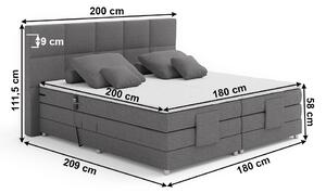 KONDELA Elektromos állítható ágy, boxspring, szürke, 180x200, MURKO NEW