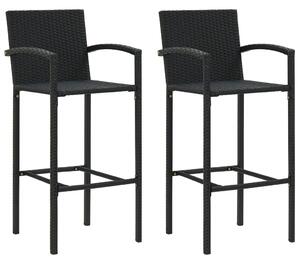 2 db fekete polyrattan bárszék