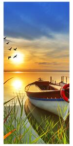 Gario Fotótapéta ajtóra A tó, csónak és a naplemente Anyag: Öntapadó, Méret: 95 x 205 cm