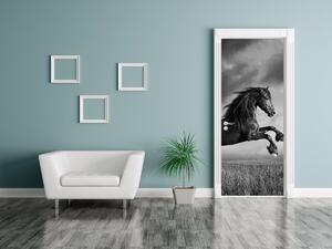 Gario Fotótapéta ajtóra Titokzatos fekete ló Anyag: Öntapadó, Méret: 95 x 205 cm