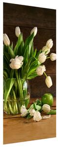 Gario Fotótapéta ajtóra Gyönyöru fehér tulipánok Anyag: Öntapadó, Méret: 95 x 205 cm