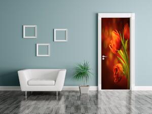 Gario Fotótapéta ajtóra Titokzatos piros tulipánok Anyag: Öntapadó, Méret: 95 x 205 cm