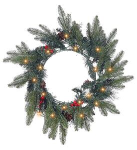 Karácsonyi koszorú LED WHITEHORN 50 cm Sötétzöld