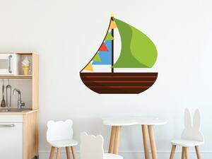 Gario Gyerek falmatrica Hajó zöld vitorlával Méret: 10 x 10 cm