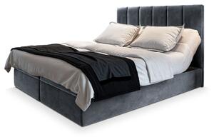 BARINO ágyneműtartós kárpitozott boxspring ágy matraccal 140x200 - sötétszürke