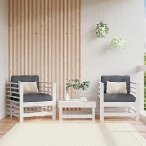 2 db fehér tömör fenyőfa kerti szék párnákkal