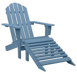 Kék tömör fenyőfa kerti Adirondack szék zsámollyal