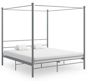 Szürke fém baldachinos ágykeret 200 x 200 cm