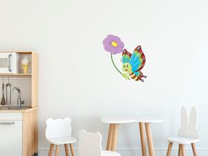 Gario Gyerek falmatrica Lepke lila virággal Méret: 20 x 20 cm