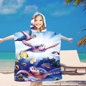 Gyermek poncsó OCEAN WORLD kék 60x120 cm