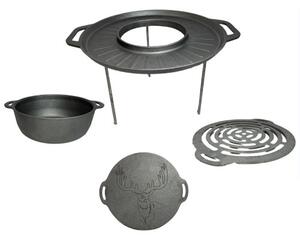 4 db-os Grilltárcsa szett, öntöttvasból, lábakkal - 49,5 cm