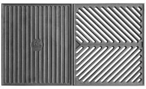 Grill rács és lap, kombinált - Öntvényből - 600x350 mm - Kerti grillekhez