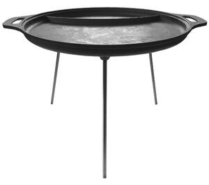 3 Lábú Öntöttvas Pecsenyesütő / Szeletsütő - Ø 43 cm - Mély, bordás, sík felületű