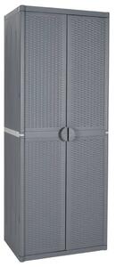Szürke PP rattan kerti tárolószekrény 65 x 45 x 172 cm